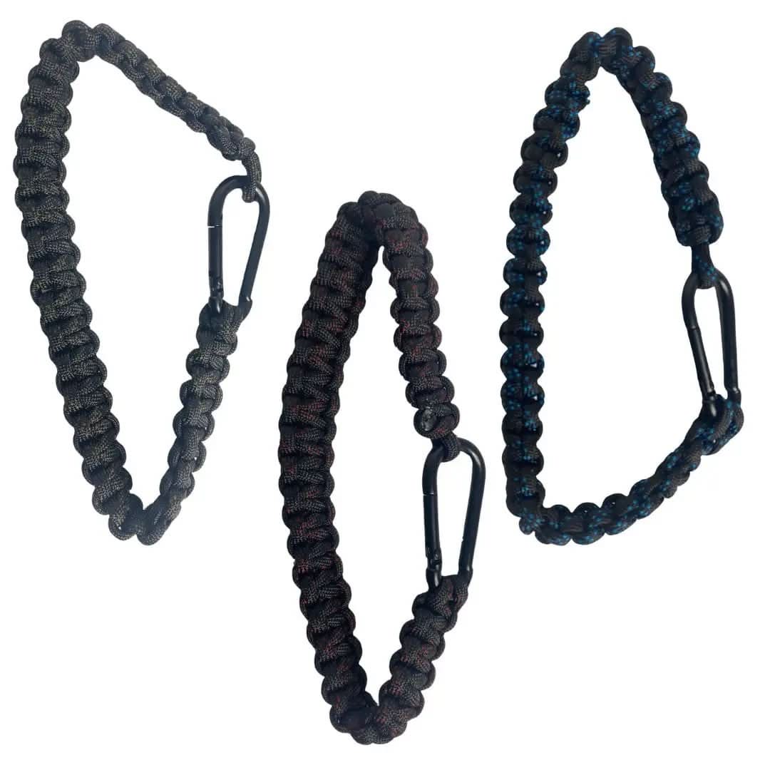 מחזיק מפתחות הישרדות צבאי שחור/אדום ביגוד טקטי/הנעלה