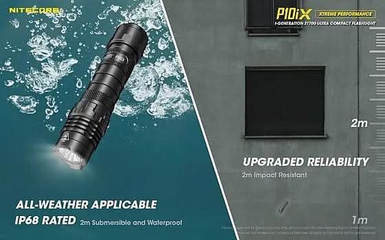 פנס טקטי NITECORE P10iX – פנס יד הצפה נטען בעוצמה של 4000 לומן - Tactical Plus