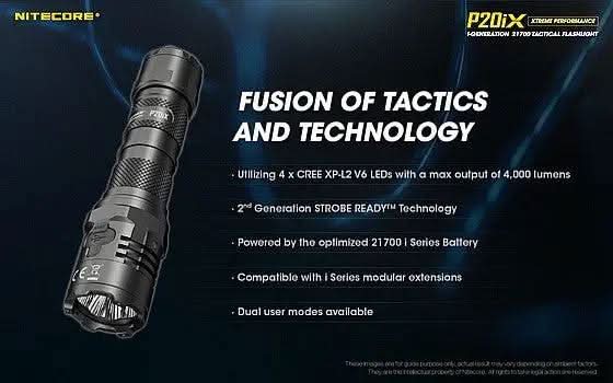 פנס טקטי NITECORE P20iX – פנס יד הצפה נטען בעוצמה של 4000 לומן - Tactical Plus