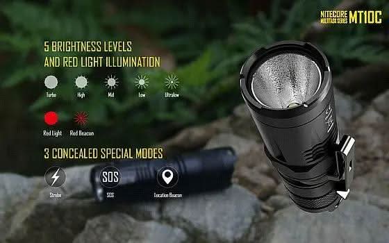 רכת פנס יראור טקטי Nitecore MT10C – תאורה עוצמתית עם מתאם ושלט - Tactical Plus