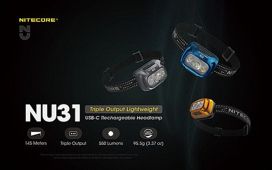 פנס ראש נטען 550 לומן NU31 – תאורה רחבה, חזקה ונוחה לשטח