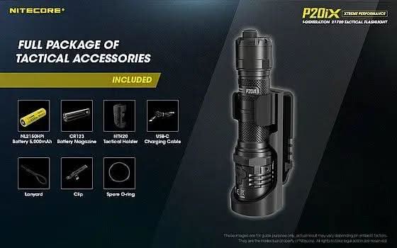 פנס טקטי NITECORE P20iX – פנס יד הצפה נטען בעוצמה של 4000 לומן - Tactical Plus