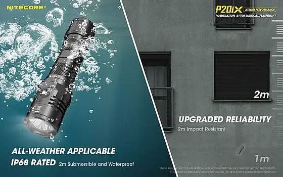פנס טקטי NITECORE P20iX – פנס יד הצפה נטען בעוצמה של 4000 לומן - Tactical Plus