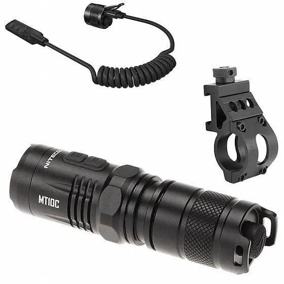 רכת פנס יראור טקטי Nitecore MT10C – תאורה עוצמתית עם מתאם ושלט - Tactical Plus